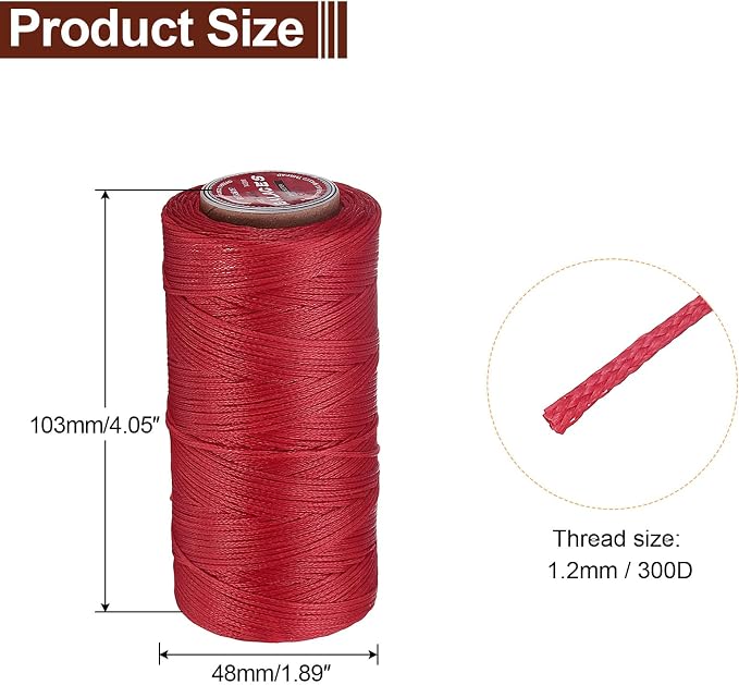uxcell Flat Leather Sewing Waxed Thread, 140m / 153 Yards Polyester Wax String - Image 2