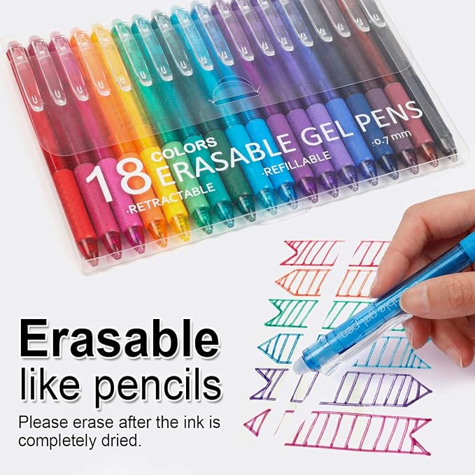 Vanstek 18 Colors Retractable Erasable Gel Pens Clicker, Fine Point, Make - Image 2