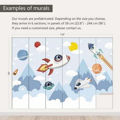 AFZEVEB-Space Mural Hand-Painted Cartoon Wallpaper - Image 3