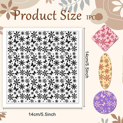 CHGCRAFT Daisy Polymer Clay Texture Sheets Butterfly Silicone Texture Stamp - Image 2