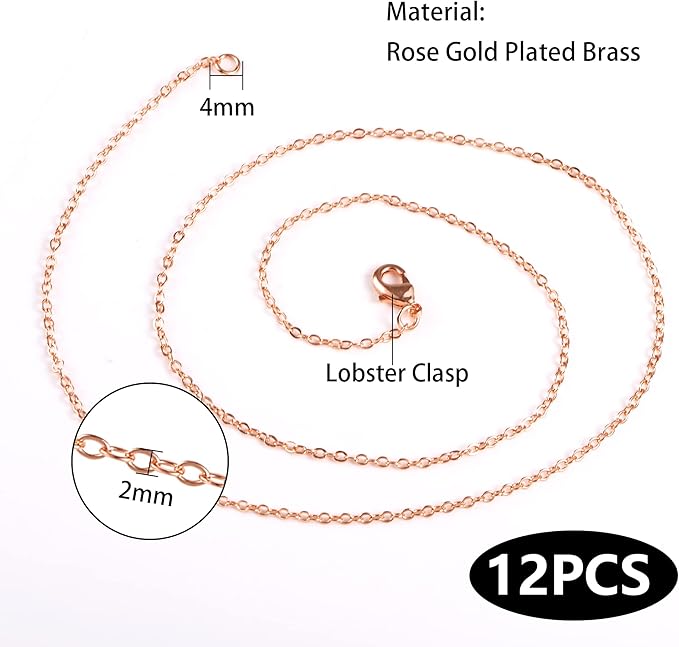ALEXCRAFT Wholesale 12PCS Rose Gold Plated Solid Brass Chain Finished Flat - Image 5