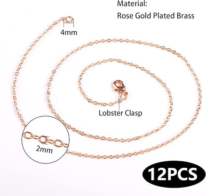 ALEXCRAFT Wholesale 12PCS Rose Gold Plated Solid Brass Chain Finished Flat - Image 5