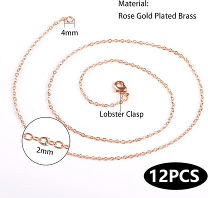ALEXCRAFT Wholesale 12PCS Rose Gold Plated Solid Brass Chain Hypoallergenic - Image 5