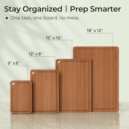 Wood Cutting Board, Carbonized Bamboo Cutting Boards Set - Image 6