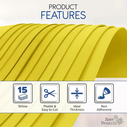 Yellow EVA Foam Sheets for Crafts, 9 x 12 Inch, 2mm Thickness, 15 Pack – Ideal - Image 4