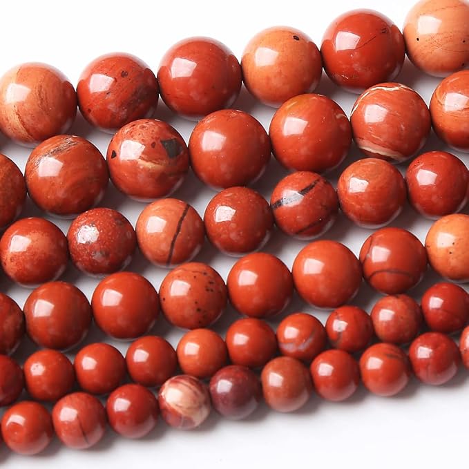 48PCS 8MM Red Jasper Stone Beads Round Loose Beads by JIANJING