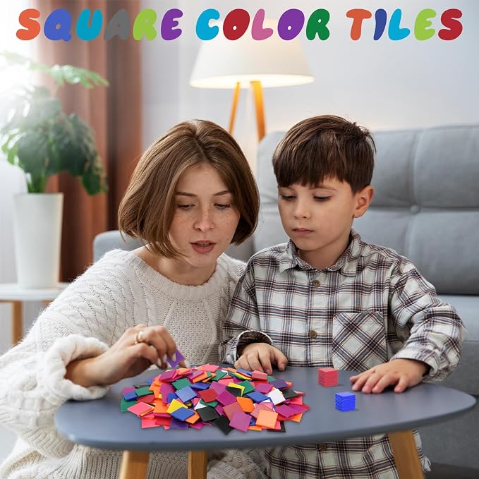 Coopay 1000 Pcs Plastic Square Color Tiles, Bingo Chips, Poker Chips, Color - Image 5