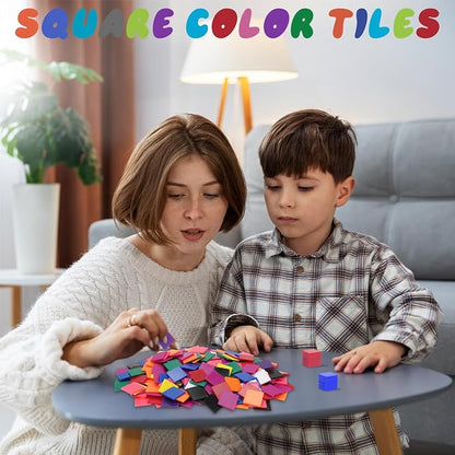 Coopay 1000 Pcs Plastic Square Color Tiles, Bingo Chips, Poker Chips, Color - Image 5