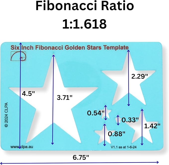 Star Stencil Template for Drawing and Drafting: A Fibonacci-Inspired Star - Image 3