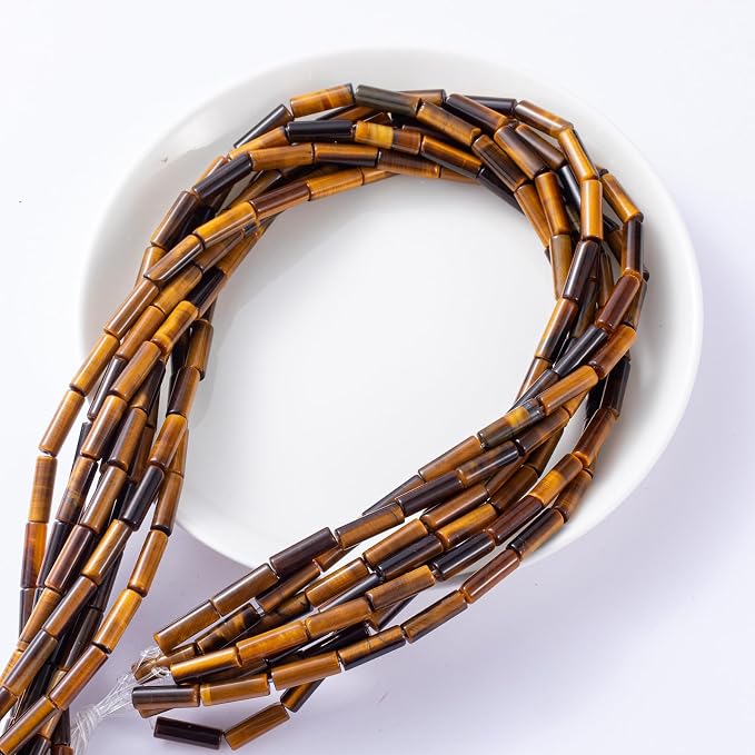 Natural Yellow Tiger Eye Cylinder Tube Beads 4x13mm 38cm/str Loose Semi - Image 7