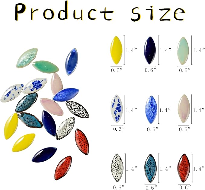 70 Pcs Petal Ceramic Mosaic Tiles, Polished Edge, Cottage Style, Floral Pattern - Image 2