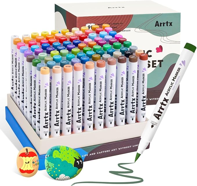 Arrtx 90 Colors Paint Markers, Acrylic Paint Pens - Image 9