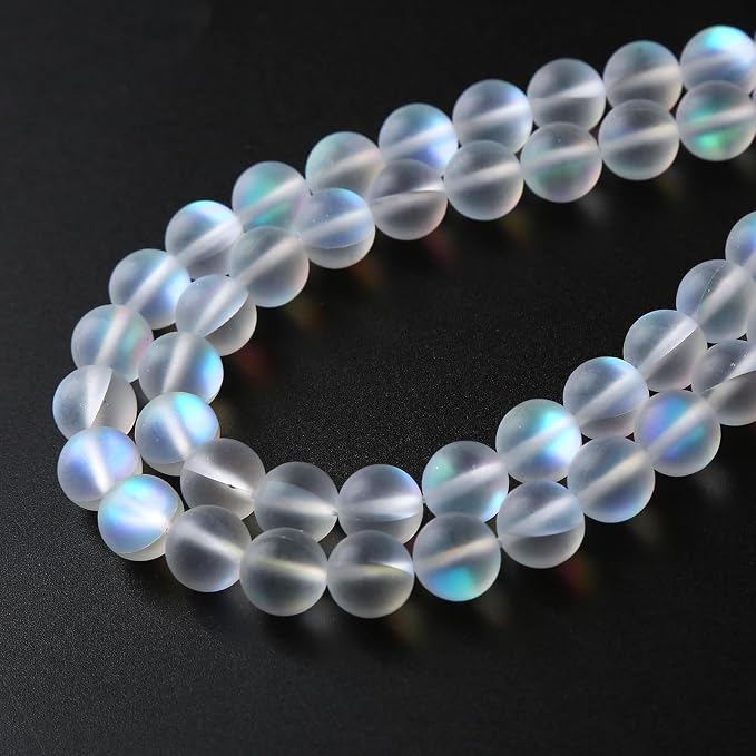 60pcs 6mm Natural White Mystic Aura Quartz Beads Frosted Matte Moonstone Round - Image 4