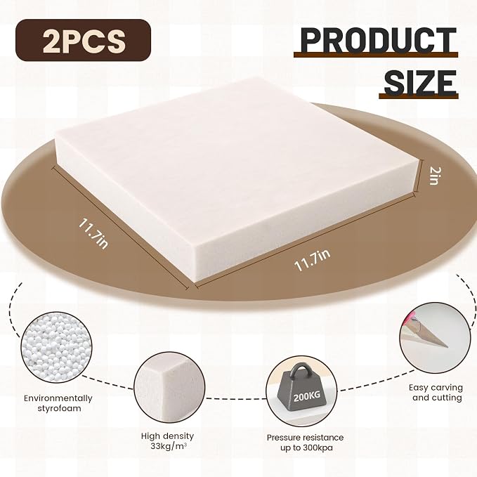 Gvereld High Density XPS Foam Board, 2 Pack 11.7x11.7X 2in Polystyrene Craft - Image 3
