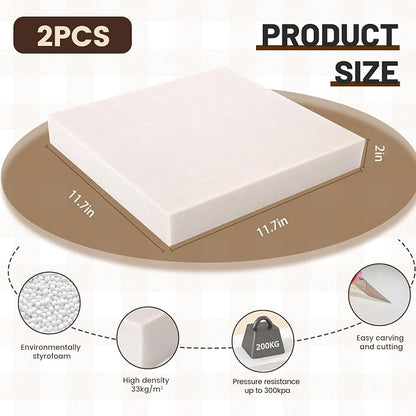Gvereld High Density XPS Foam Board, 2 Pack 11.7x11.7X 2in Polystyrene Craft - Image 3
