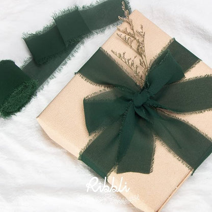 Ribbli Forest Green Chiffon Silk Ribbon, 1.5 Inch x 30 Yard - Image 3