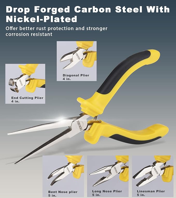 DOWELL 6-piece Mini Pliers Set Needle Nose Diagonal Long Nose Bent Nose End - Image 2