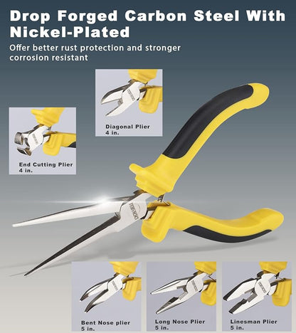 DOWELL 6-piece Mini Pliers Set Needle Nose Diagonal Long Nose Bent Nose End - Image 2