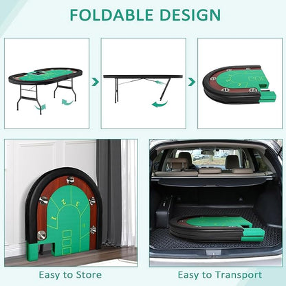Upgrade 84" Folding Poker Table, 10 Players Oval Card Table - Image 5