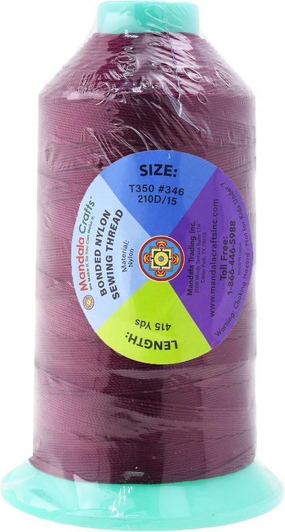 Mandala Crafts Bonded Nylon Thread Burgundy Heavy Duty Sewing Threads - Image 3