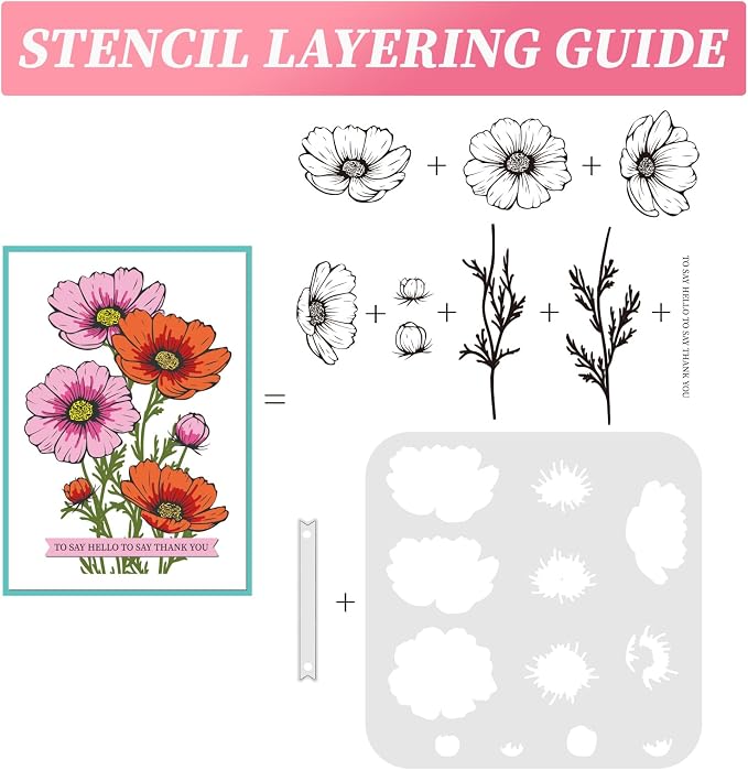 ORIGACH Realistic Cosmos Flower Layering Stencils Set - Image 3