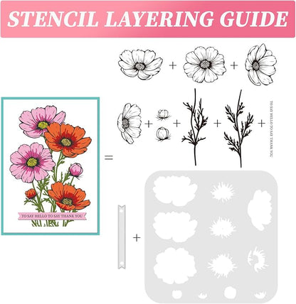 ORIGACH Realistic Cosmos Flower Layering Stencils Set - Image 3