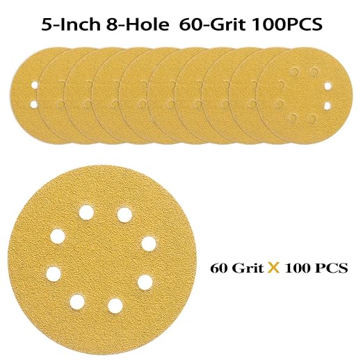 100PCS 5 Inch 8 Hole Sanding Discs 60 Grit - Image 2