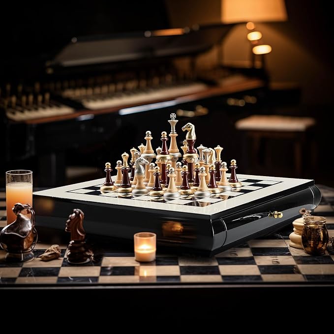 AMEROUS 16 Inches Wooden Chess Set, Large Size Board - Image 8