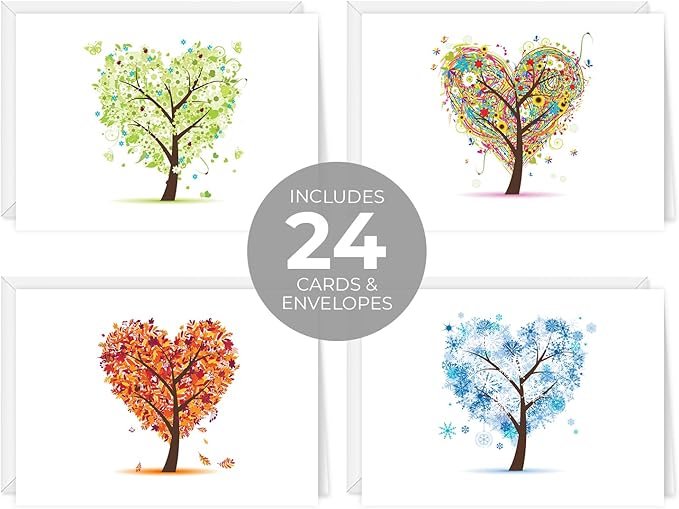 Seasons of Life Note Card Assortment Pack/Set Of 24 Greeting Cards And White - Image 2