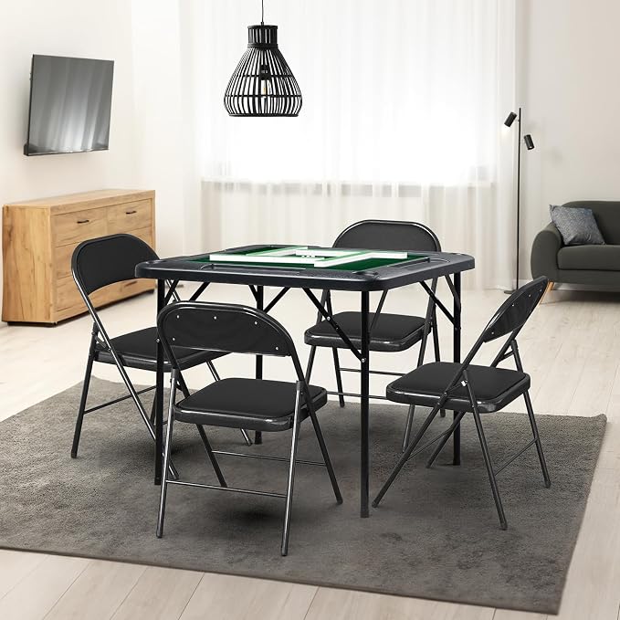 PEXMOR 35" Foldable Mahjong Table, 4 Player Card Game Table w/Cup Holders & - Image 8