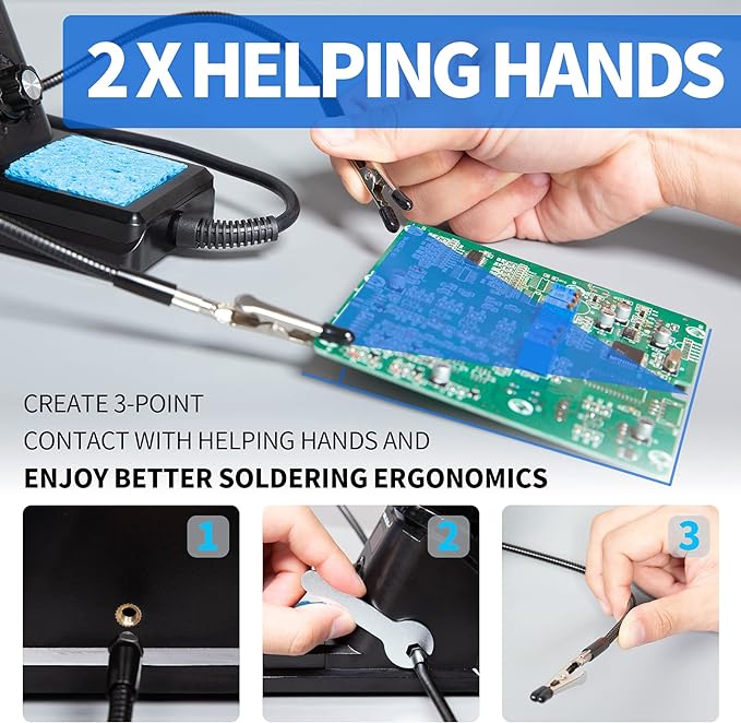 YIHUA 926 III 60W Digital Display Soldering Iron Station Kit w 2 Helping Hands - Image 5