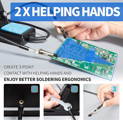 YIHUA 926 III 60W Digital Display Soldering Iron Station Kit w 2 Helping Hands - Image 5