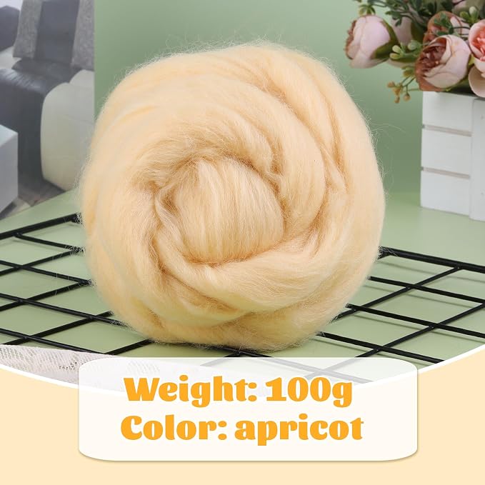3.53oz Wool Roving Yarn, Wool Felting Supplies, Pure Wool, Chunky Yarn - Image 2