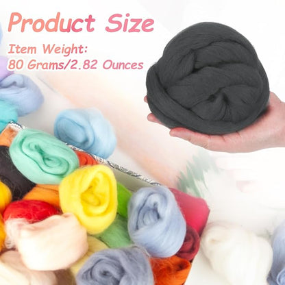 PATIKIL Wool Roving Yarn, 80G/2.82OZ Soft Felting Wool Pure Chunky Roving Yarn - Image 2