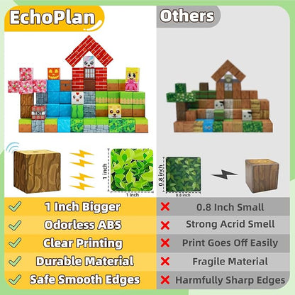EchoPlan Magnetic Blocks, STEM Sensory Construction Stacking Magnet Blocks Toy - Image 4