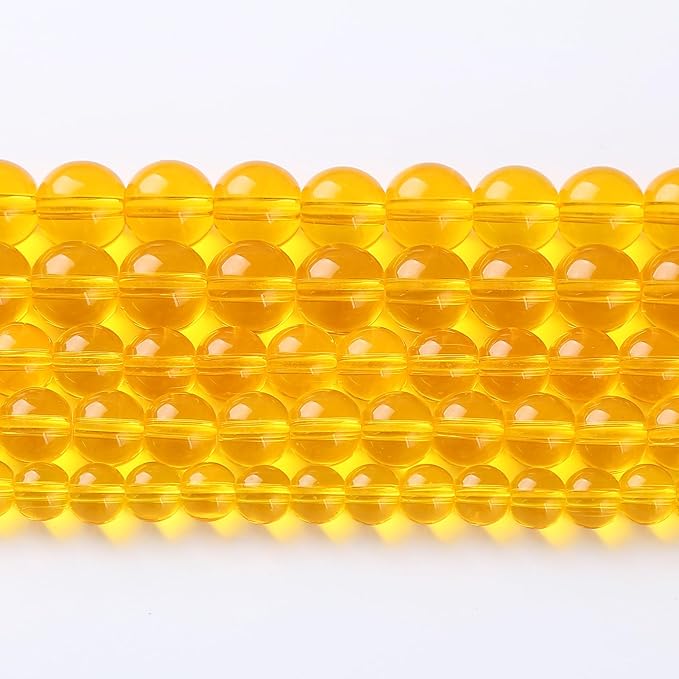 90pcs 4mm Smooth Yellow Crystal Glass Beads Citrine Round Loose Beads by NaturalStoneBeads