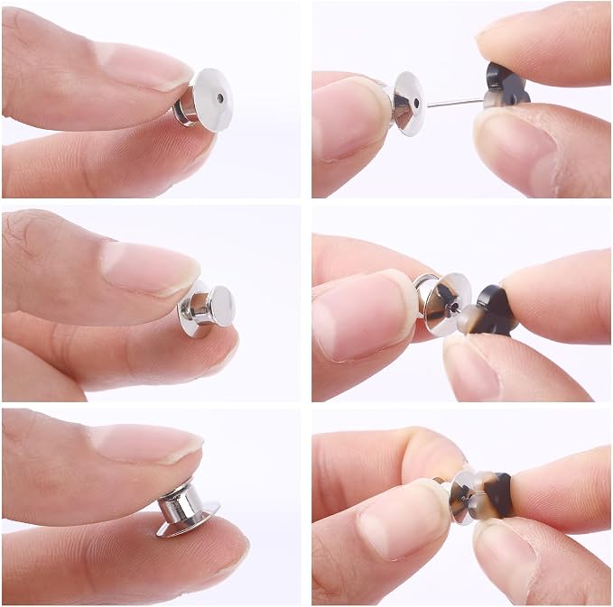 DECYOOL 200PCS Metal Locking Pin Backs, Pin Keepers Clasp Pin Backs Locking - Image 4
