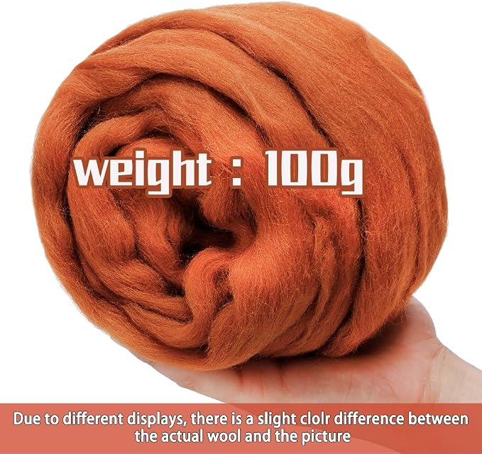3.53oz Wool Roving Yarn, Wool Felting Supplies, Pure Wool, Chunky Yarn - Image 2