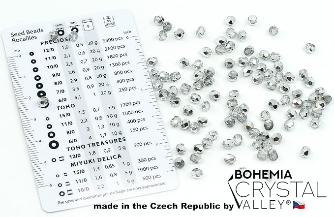 1.8 oz of Faceted Fire Polished Pressed Czech Glass Beads 4mm, Crystal Silver - Image 4