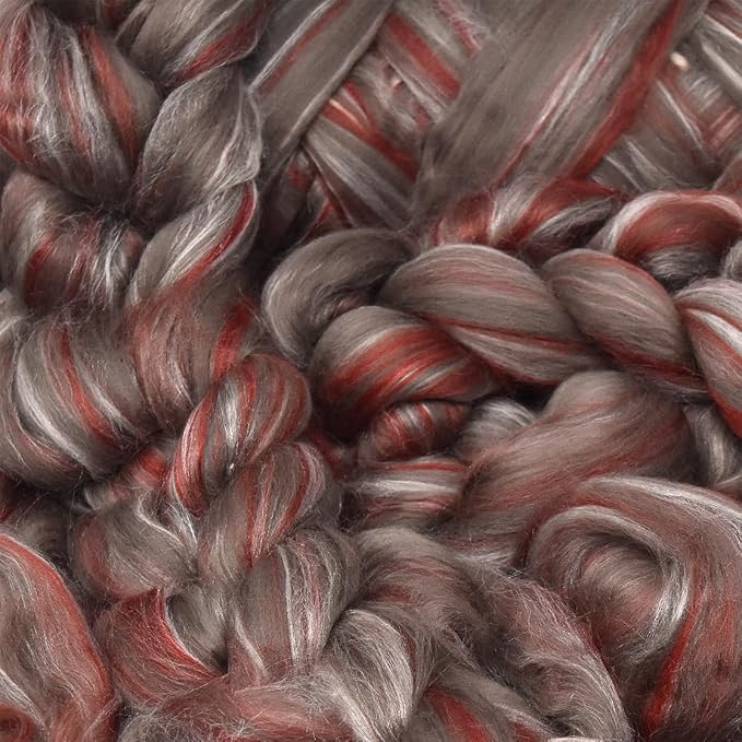 Merino Silk Luxe Tonal Designer Blend. Superfine Merino, Tussah Silk. Top Roving - Image 4
