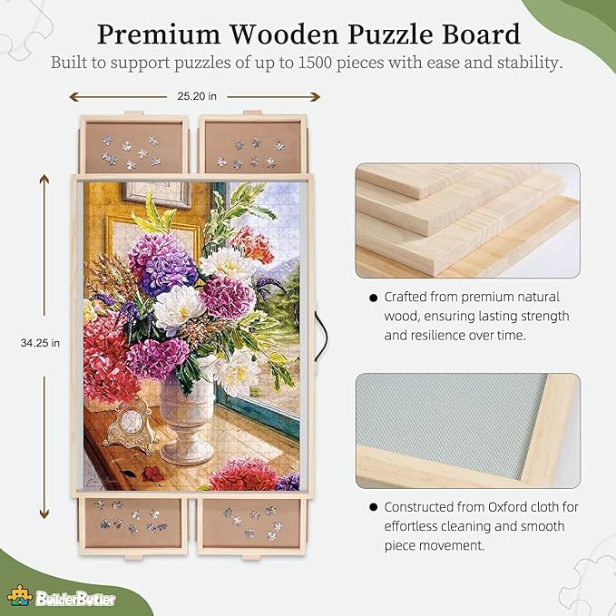 1500 Pieces 2-in-1 Tilting & Rotating Puzzle Board, Portable Puzzle Table - Image 2