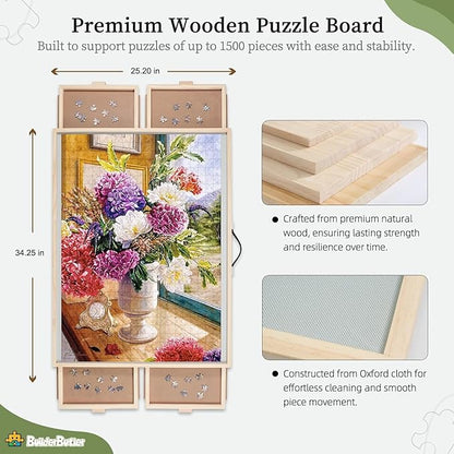 1500 Pieces 2-in-1 Tilting & Rotating Puzzle Board, Portable Puzzle Table - Image 2