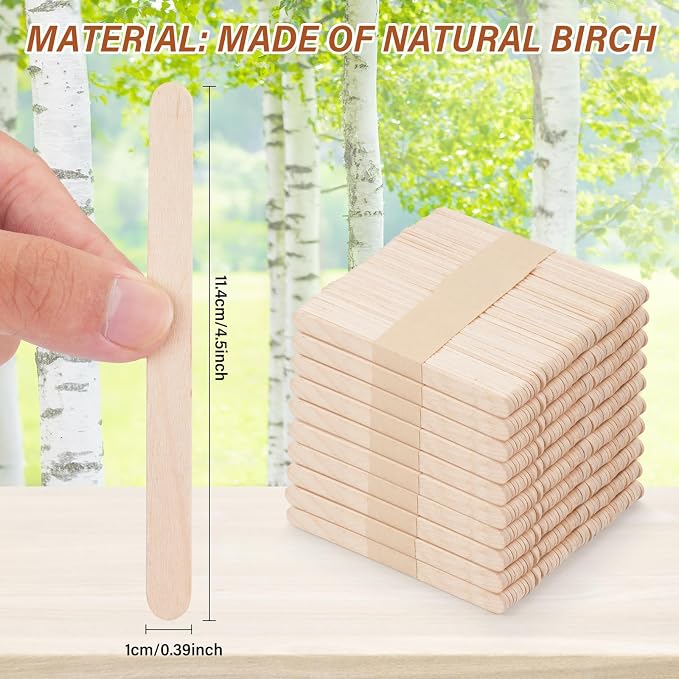 2000 Pcs 4.5" Wooden Craft Sticks, Ice Cream Sticks, Natural Wood Popsicle Stick - Image 4