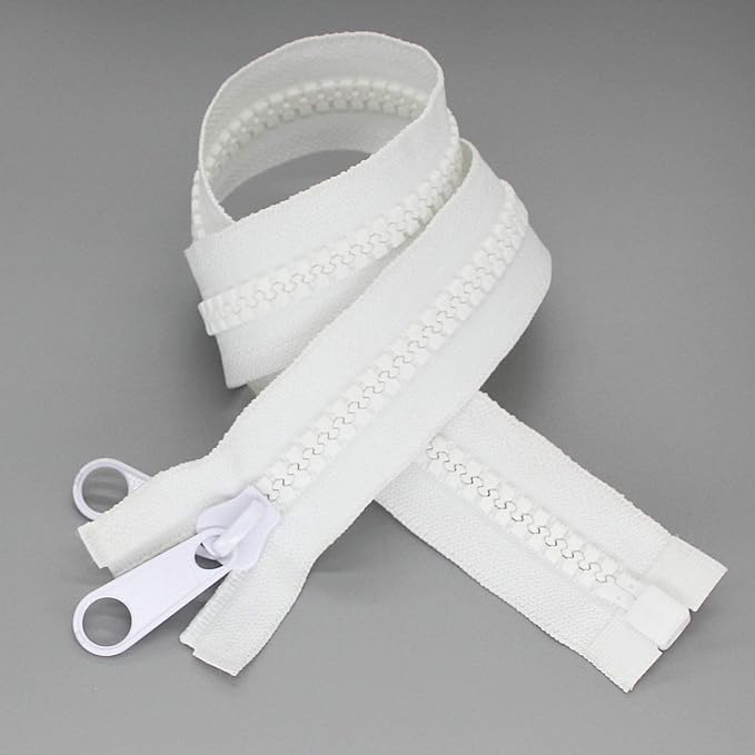 Leekayer #10 Heavy Duty Zippers Separating Large Plastic Zippers White Tape by Leekayer