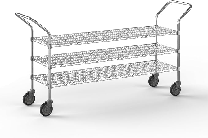 18" W x 60" L x 36" H Chrome Heavy Duty Utility Cart | 3 Tier | NSF Commercial by Regal+Altair
