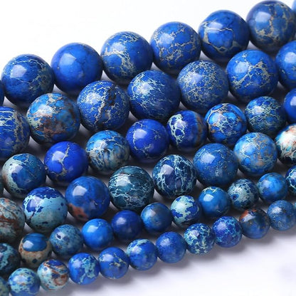 60PCS 6MM Lapis Blue Beads Stone Energy Healing Beads by JIANJING