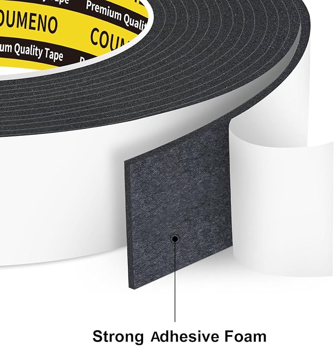 2 Pack EVA Single-Sided Adhesive Black Foam Tape, 1.2inx9.84FT Single-Sided - Image 4