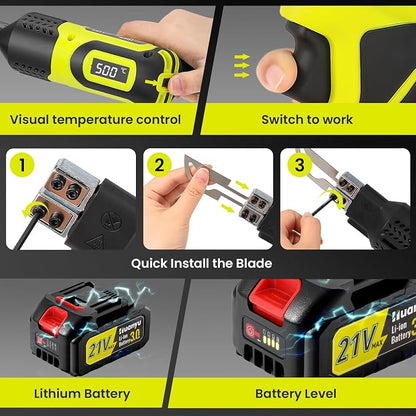Huanyu Cordless Hot Knife with Temp. Display 100W Max 500℃ 3.0Ah Battery - Image 5