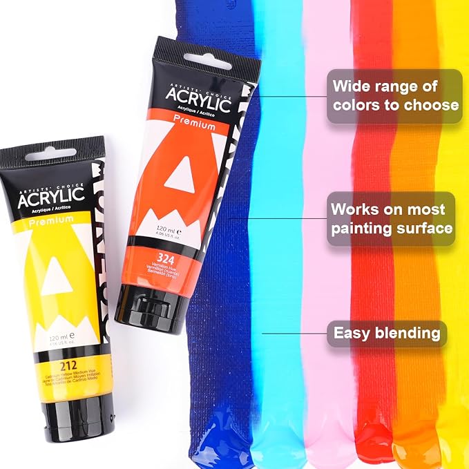 AUREUO Cadmium Orange Hue Acrylic Paint, 4 Fl Oz / 120ml Single Tube, Rich - Image 5