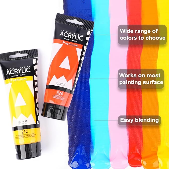 AUREUO Black Acrylic Paint Set, 4 Fl Oz / 120ml 2 Lamp Black Tubes, Rich - Image 5